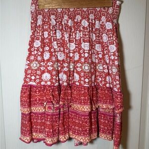 Chic Red and White A-Line Skirt